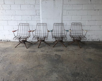Vintage Set Mid Century Modern Homecrest Wire Patio Chair Furniture MCM Lawn