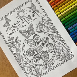Ostara Colouring Page, Digital Download Only, Witch Colouring Book, Sabbats, Pagan, Wiccan