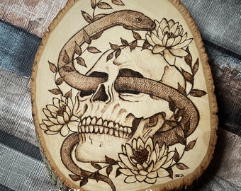 Death Tarot Woodburning Art, Tattoo Style Pyrography Wall Art