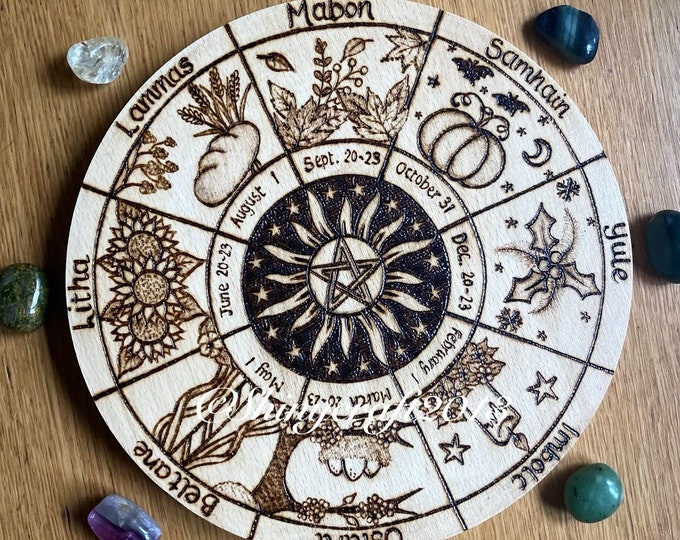 Wheel of the Year Pagan Sabbats Altar Decor Pyrography - Etsy