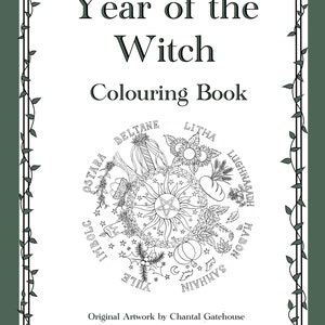 Wheel of the Year Malbuch, nur digitaler Download, 10 druckbare Malseiten, Hexe Ausmalbilder