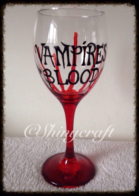 Handpainted Vampires Blood Wine Glass with dripping blood Etsy
