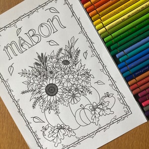 Mabon Colouring Page, Digital Download Only, Witch Colouring Book, Pagan, Sabbats, Wiccan