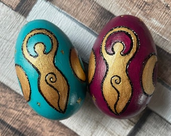 Ostara Wooden Egg Altar Decoration, Spring Decor, Triple Moon Goddess
