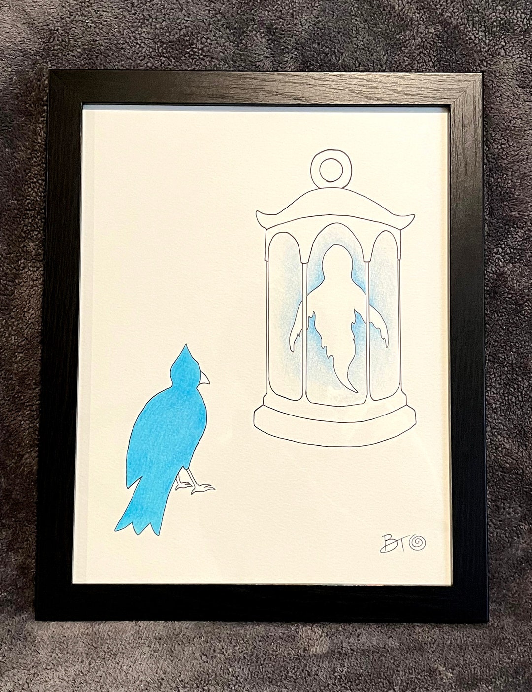 Blue Jay, Original Artwork, Cover Art, Framed 11x14 - Etsy
