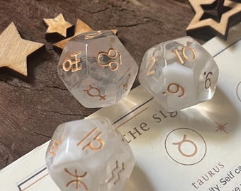 Astro-tärningsset: Zodiac Astrologi Spådomstärningar med häfte - flera färgval