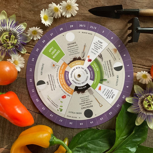 Moon gardener perpetual calendar~ moon wheel ~ gardening by the moon ~ lunar cycle ~ biodynamic gardening