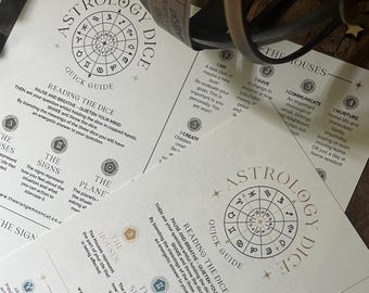 Astrology ASTRO dice PDF download guide cheat sheet instruction sheet divination