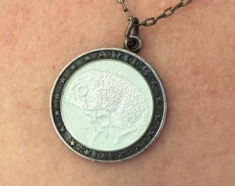 Aries vintage sterling and enamel pendant