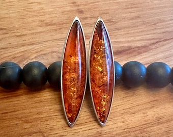Amber and Sterling silver Valerio 888 earrings