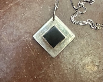 Sterling silver and Onyx pendant necklace