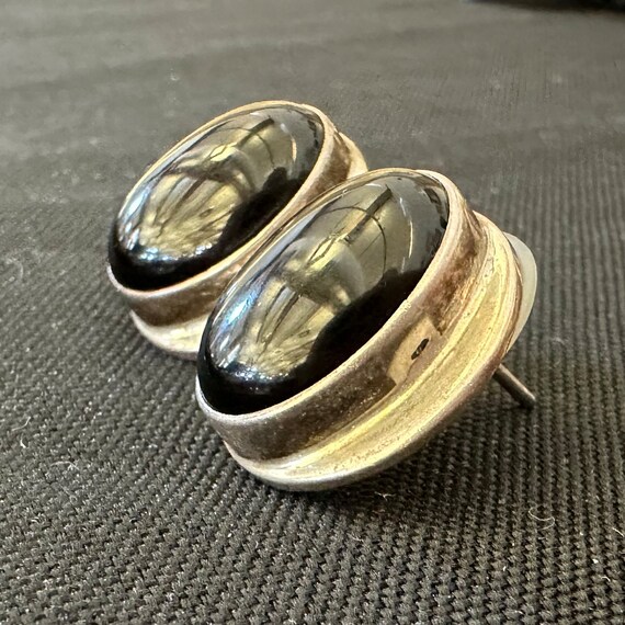 Sterling silver and Onyx vintage earrings - image 5