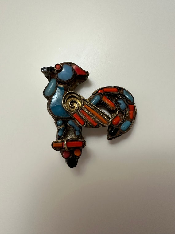 Nepalese bird brooch/pin, vintage. - image 1