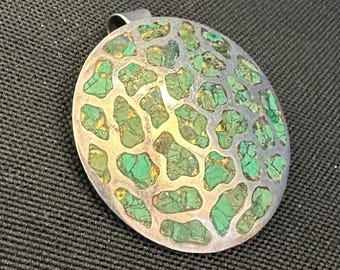 Tuquoise & Silver Mexican Pendant/Brooch