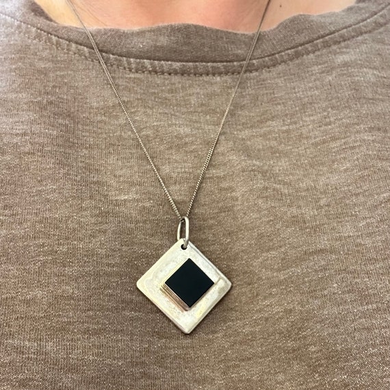 Sterling silver and Onyx pendant necklace - image 2