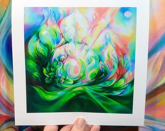 GAIAN LIGHT : Paper Print ~ Visionary Art ~ Psychedelic ~ Pastel Rainbow