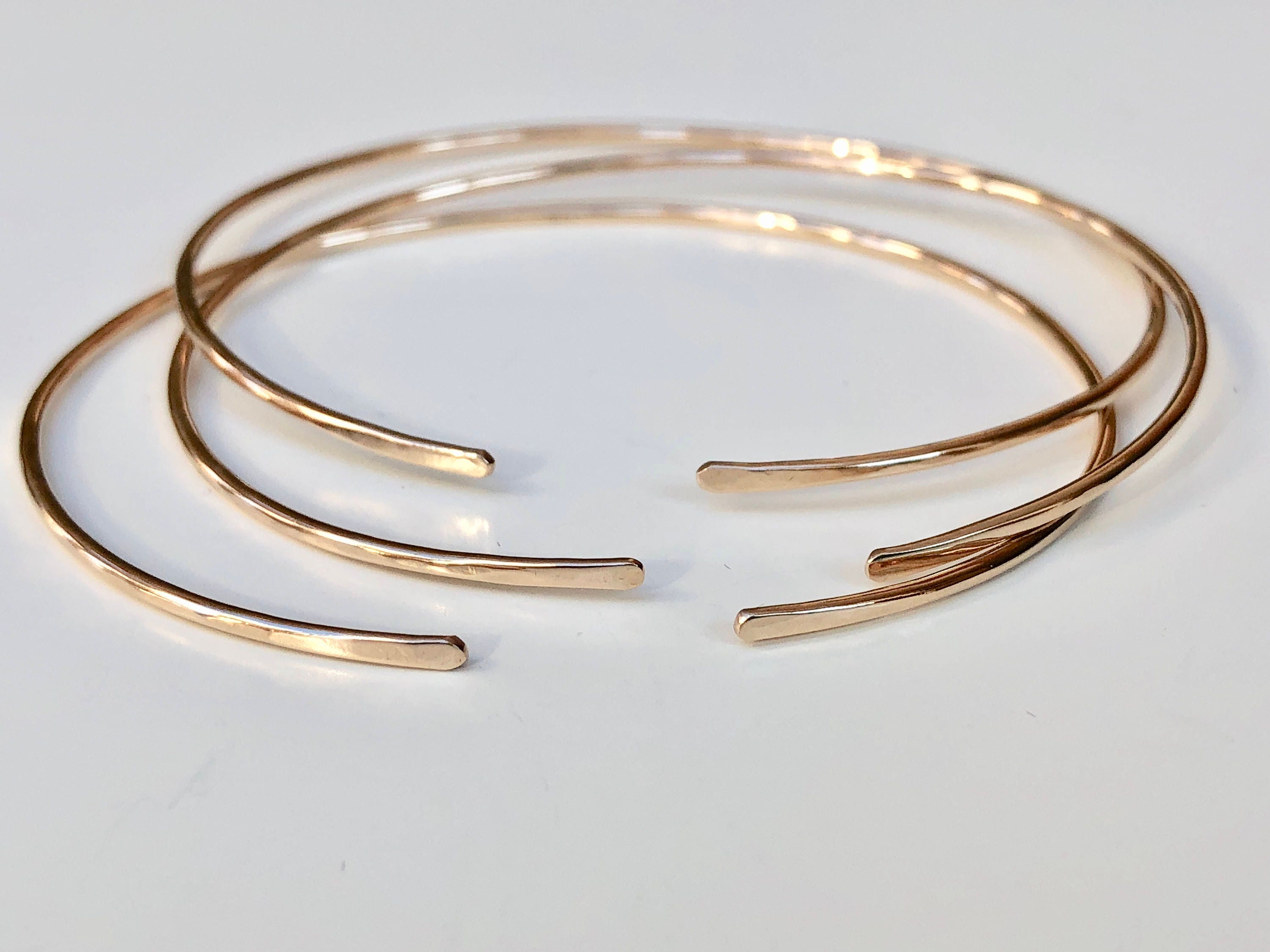 14K Gold Cuff Bracelet SOLID Gold Skinny 1.3mm Thick/16 Gauge Etsy
