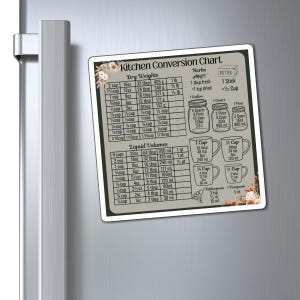Tabla de conversiones de cocina Imán estilo vintage Medidas para cocinar Idea de regalo para principiantes para el Día de la Madre Ayuda para hornear Equivalentes