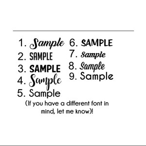 May include: Nine different font styles for the word "Sample" are shown in black text on a white background. The text includes the numbers 1 through 9.