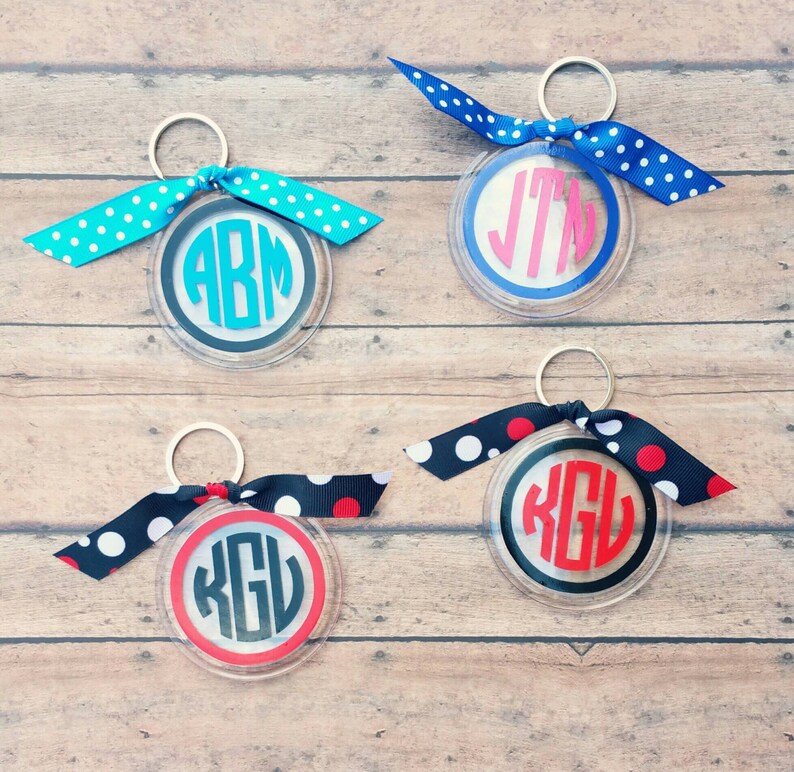 Circle Monogram keychain acrylic keychains personalized Etsy