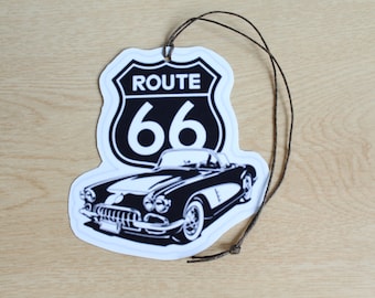 Route 66 Air Freshener, Scented Freshener, Stocking Stuffer, Funny Birthday Gift, Car lover Gift, Music Lover Gift, Movie Lover Gift