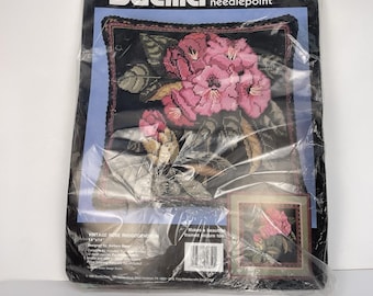 Zestaw do haftu krzyżykowego Bucilla, obraz/poduszka, 1990, różanecznik vintage, 4650, przeczytaj