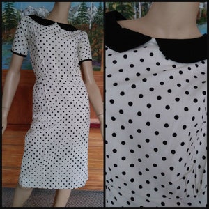 Vintage 50s/60s Cotton Dress/Shirtwaist/1950 Rockabilly Pinup/Polka Dot/Ivory White Black/Size S/1960 Mad Men~Mrs. Maisel/Casual Summer