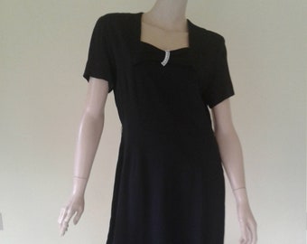 Vintage Black 40s/50s "Mendels" Dress/Cocktail Party/Holiday/Formal/New Years/Wedding/Mad Men~Maisel/Swing Dance