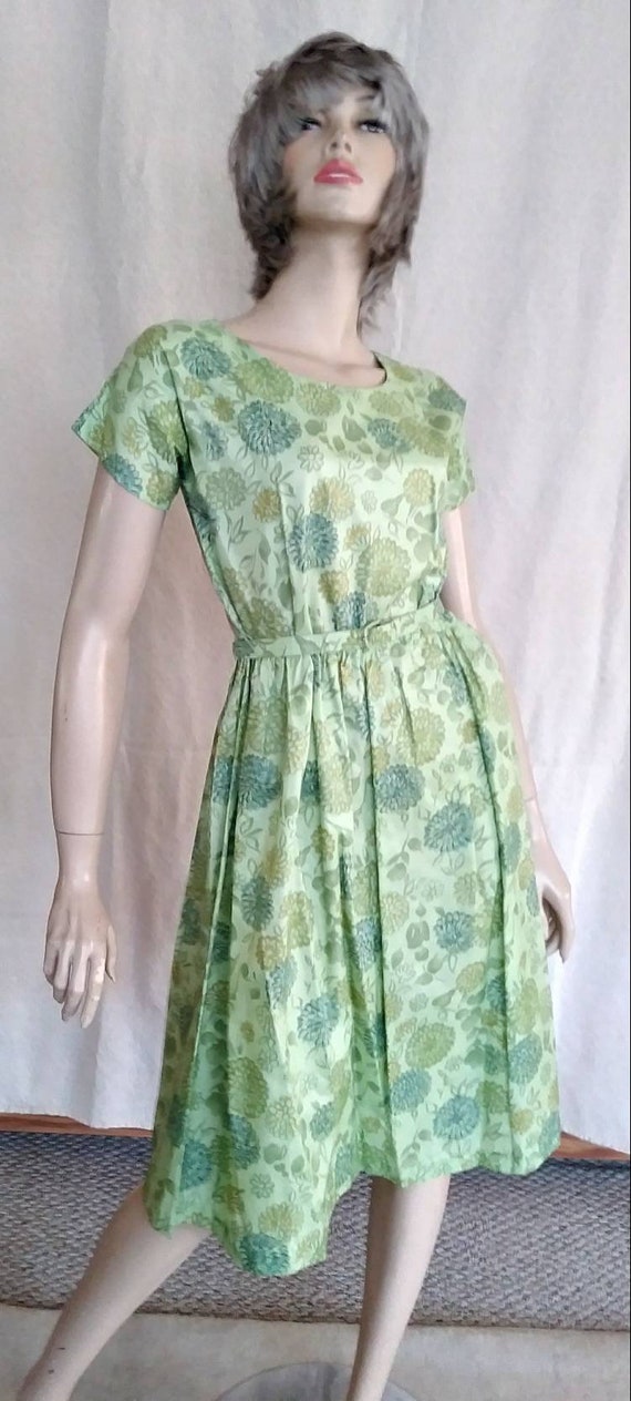 Vintage 50s/60s Mint Green~Blue Dress/1950 Rockab… - image 6