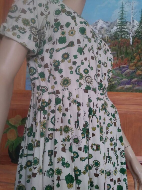 Vintage 50s/60s Dress/Shirtwaist/Novelty/Garden F… - image 6