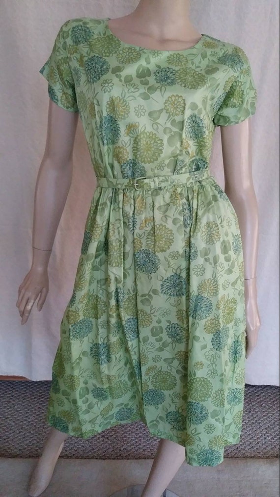 Vintage 50s/60s Mint Green~Blue Dress/1950 Rockab… - image 1