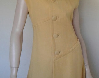 Vintage 40s/50s Yellow Wool Dress 1940 1950 1960 Day to Evening Size Medium Spring Fall Mrs Maisel