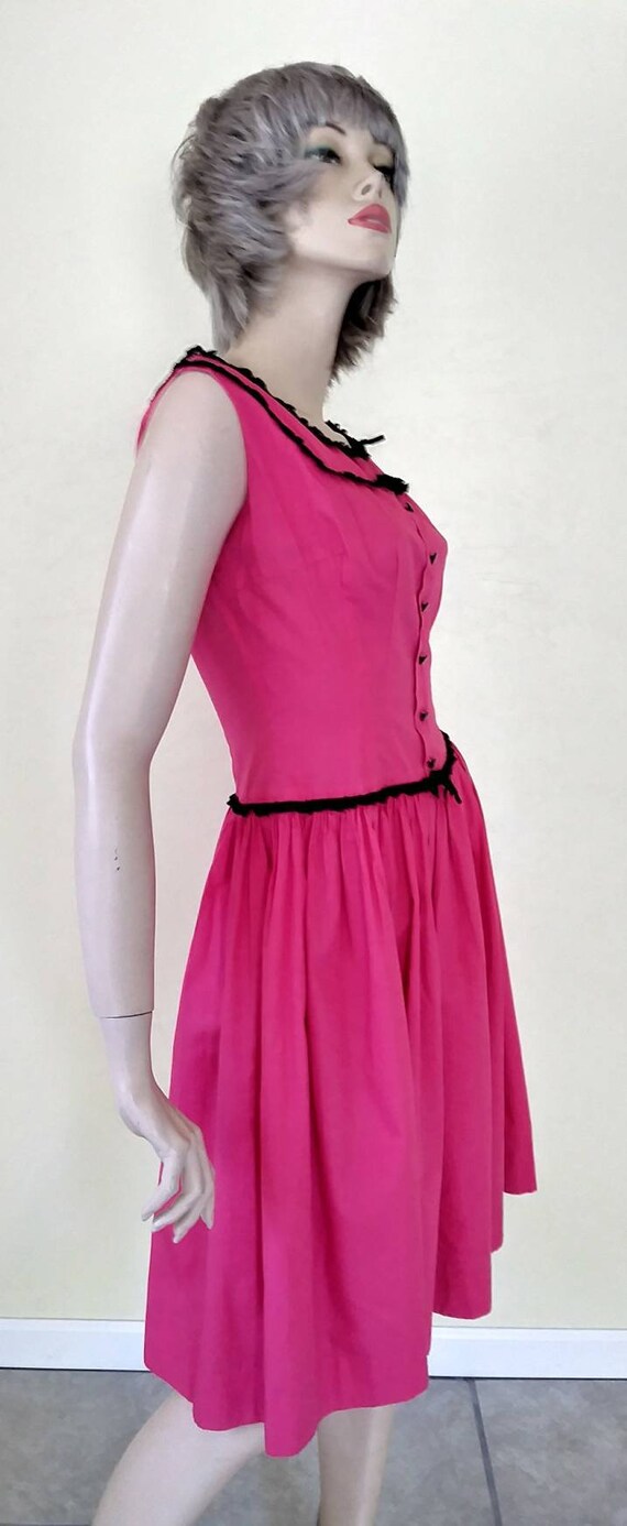 PINK Vintage 50s/60s Cotton/ 1950 Party Sun Dress… - image 2