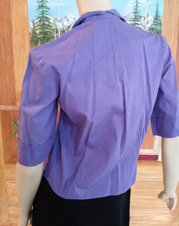 Purple Vintage 50s/60s Cotton Shirt/Top~Blouse/Si… - image 3