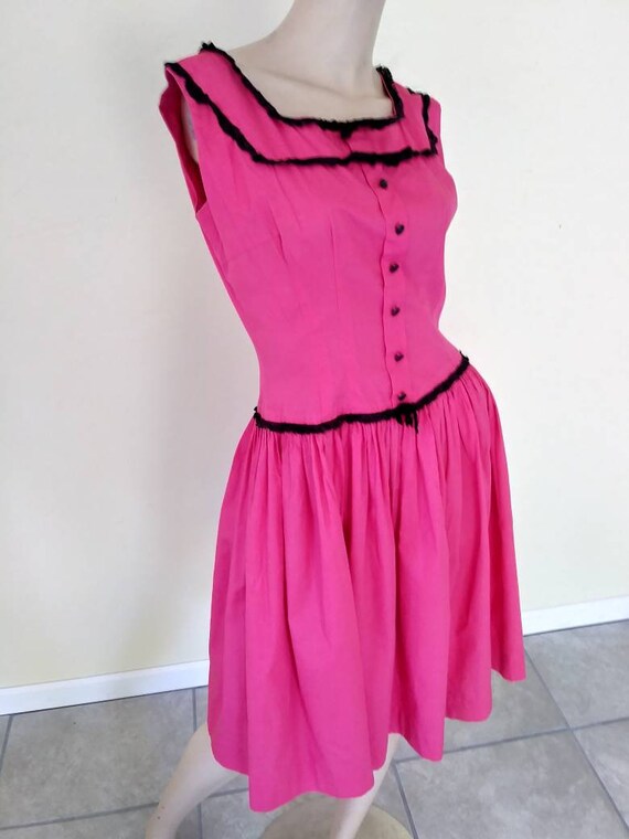 PINK Vintage 50s/60s Cotton/ 1950 Party Sun Dress… - image 5