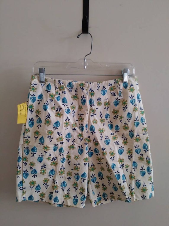 Vintage 60s/70s Cotton Shorts/Blue Green Yellow G… - image 1