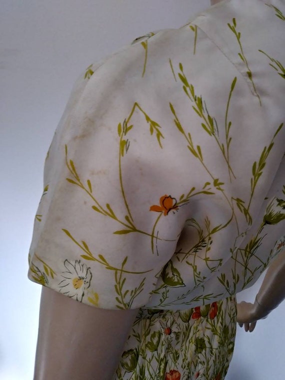 Vintage 50s/60s Dress/Yellow Green Orange Flower/… - image 10