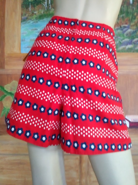 Vintage 50s/60s Cotton Shorts/Red White Blue/4th … - image 5