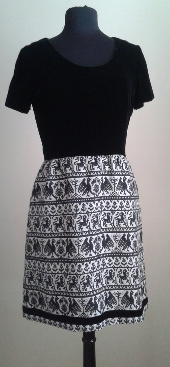 Vintage 60s/70s MOD Print Cocktail Party Dress/In… - image 4