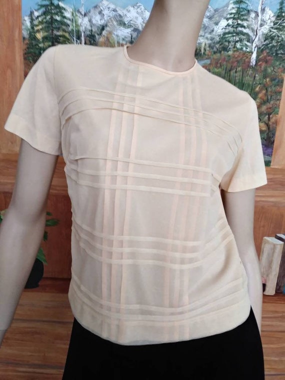 Butter Yellow Vintage 50s/60s Sheer Nylon Blouse T