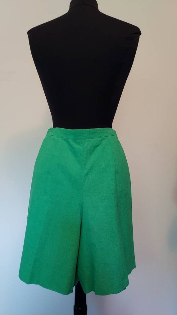 Vintage 60s/70s Green Shorts/High Waist/Cotton/th… - image 6