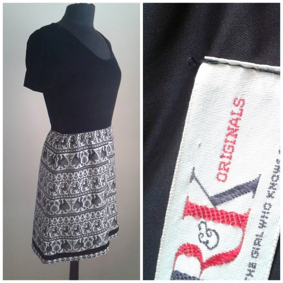 Vintage 60s/70s MOD Print Cocktail Party Dress/In… - image 3