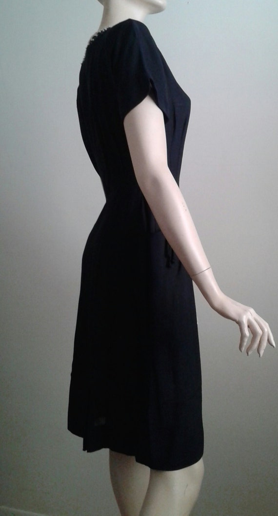 Fabulous Black Dress Vintage 40s/50s Rhinestone~B… - image 5