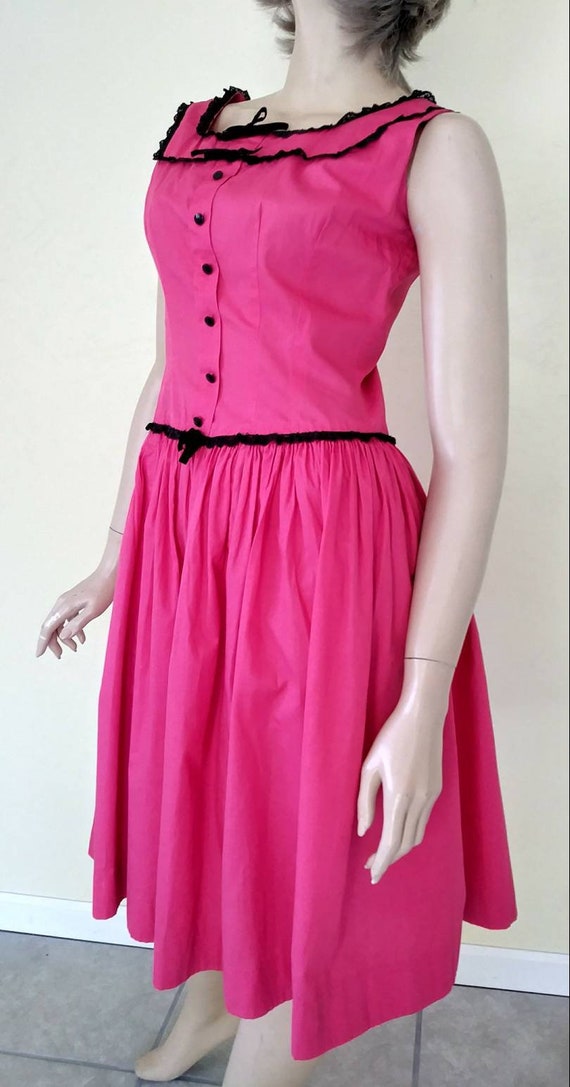 PINK Vintage 50s/60s Cotton/ 1950 Party Sun Dress… - image 4