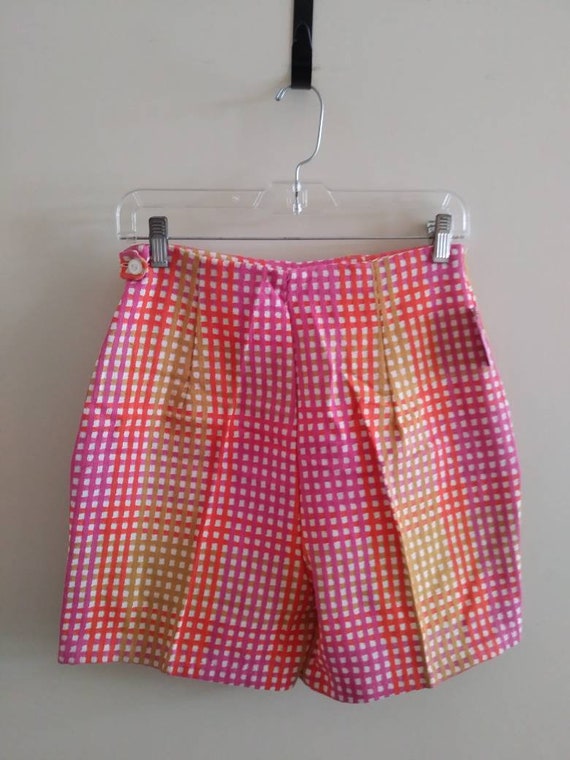 Vintage 50s/60s Cotton Shorts/Pink Orange Gold/Hig