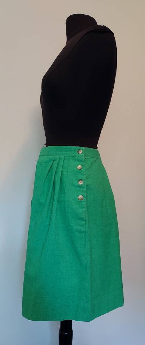 Vintage 60s/70s Green Shorts/High Waist/Cotton/th… - image 7