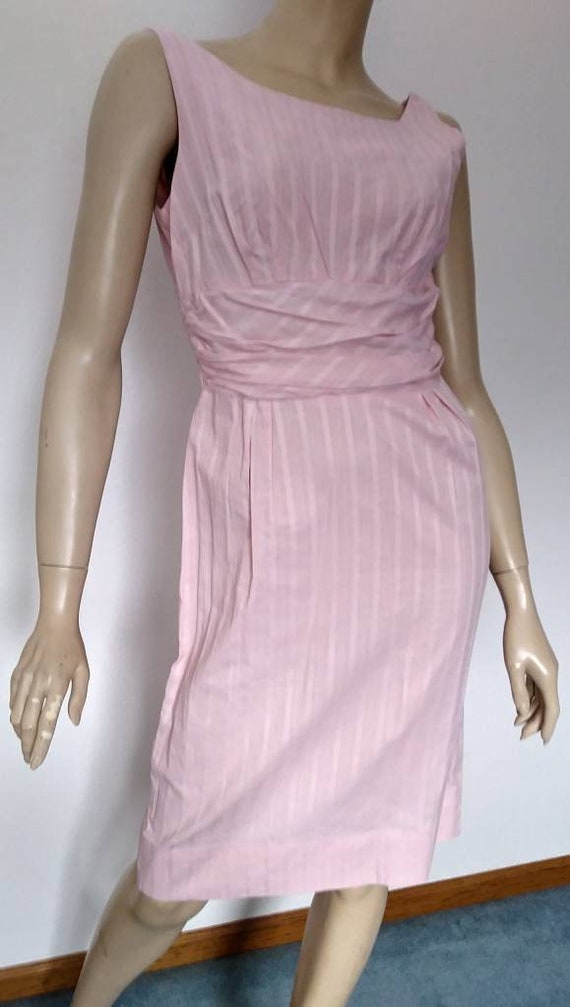 Vintage 50s/60s  Pink Cotton Dress/ 1950 Rockabill