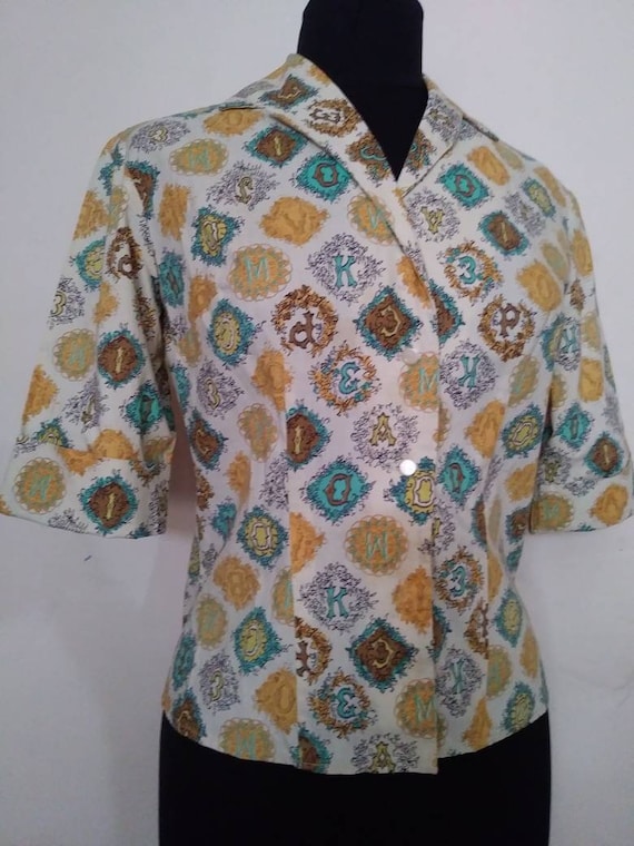 Vintage 50s/60s "Campus Casuals" Blouse~Shirt/Cot… - image 1