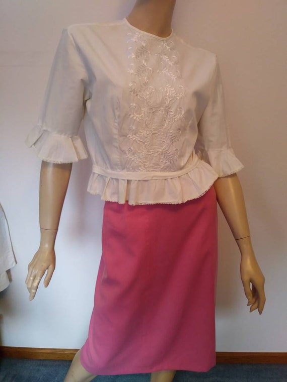 PINK Vintage 50s/60s Wool Skirt/1950 Rockabilly P… - image 9