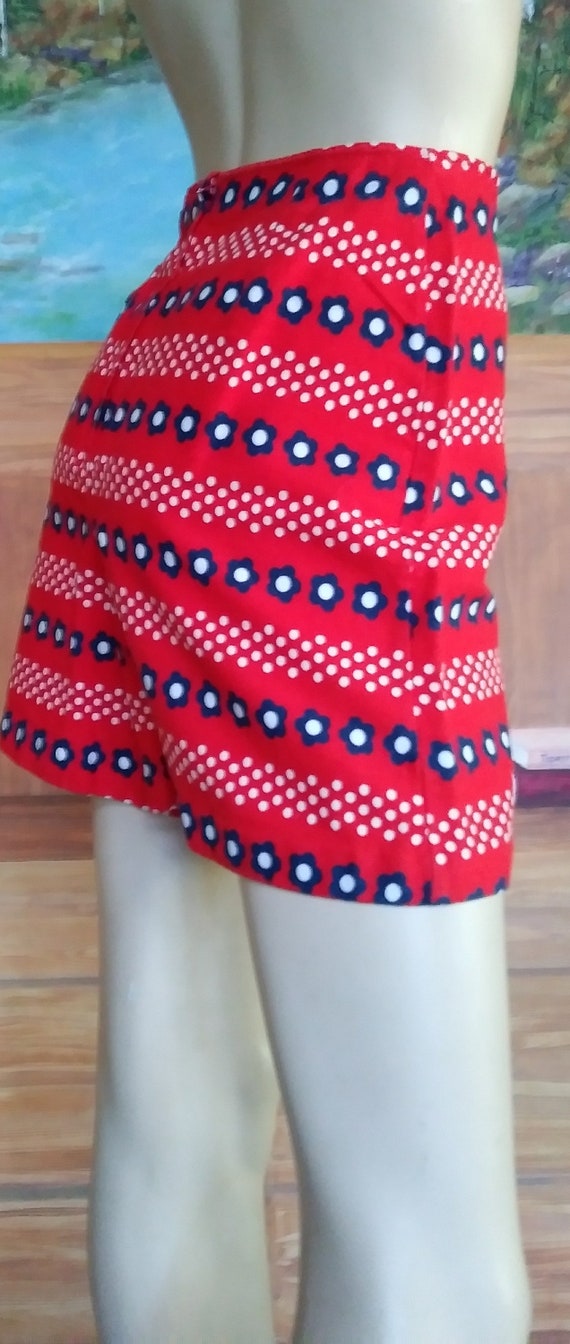 Vintage 50s/60s Cotton Shorts/Red White Blue/4th … - image 4